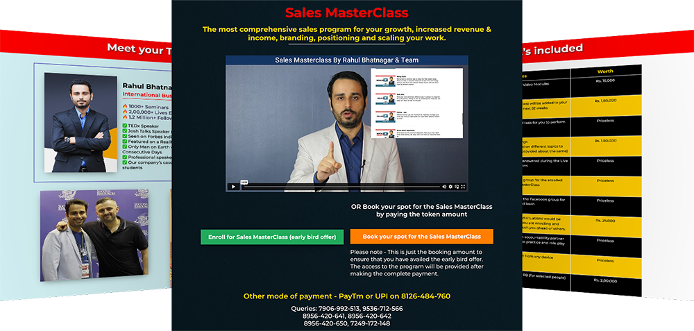 Screenshot of successful sales funnel designed by Amit Verma for Rahul Bhatnagar